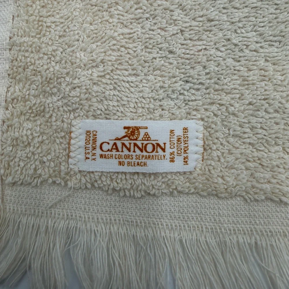 Vintage Cannon Cactus Desert Fringed Hand Towel Cream B&D Southwestern Retro
